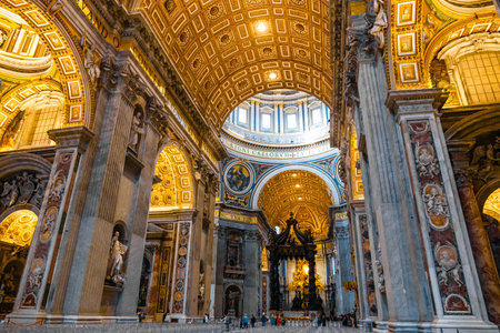 Vatican, Rome, Italy - November 25, 2023: Inside the St Peter's Basilica or San Pietro in Vatican City, Rome, Italy.のeditorial素材
