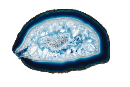Blue agate slice mineralの写真素材