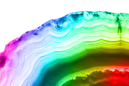 Rainbow colored agate slice mineralの写真素材