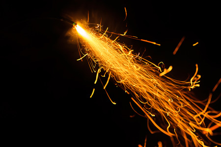 Burning fuse on black backgroundの写真素材