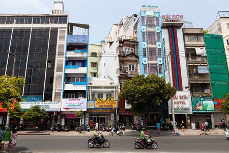 Le Lai street, Ho Chi Minh City (Saigon), Vietnam - march 7 2017: typical street in Saigonのeditorial素材
