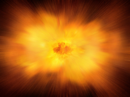 Huge realistic hot dynamic explosion, orange color with sparks and hot smokeの写真素材