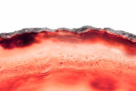 Abstract background, red mineral cross section isolated on white backgroundの写真素材