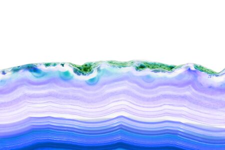 Abstract background, blue striped slice mineral cross section isolated on white backgroundの写真素材