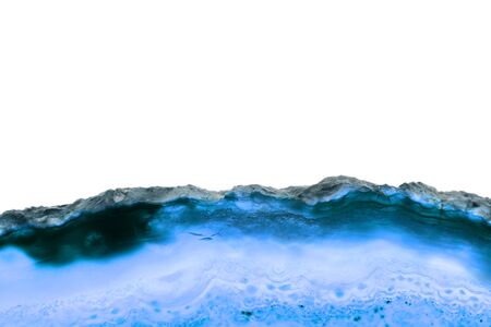 Abstract background, blue agate slice mineral cross section isolated on white backgroundの写真素材