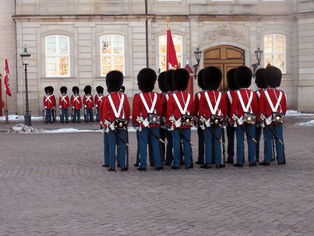DENMARK/ COPENHAGEN _Queen Margrethe II lives guard ,guard change at Amalienborg Palace  1 Jan. 201 のeditorial素材