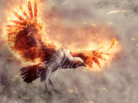 illustration with eagleの写真素材