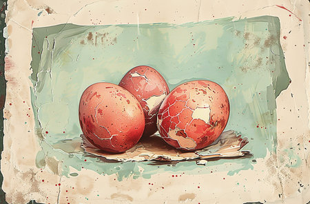 - decorative drawing with broken eggs, generative aiの素材