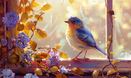 - blue bird in spring, generative aiの写真素材