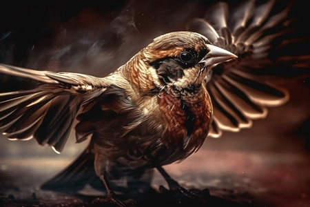 sparrow with spread wings, genitive aiの素材