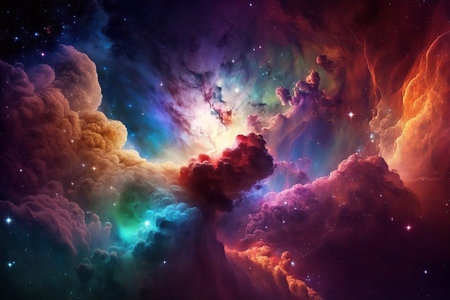 - Colorful nebula galaxy stars, clouds and universeの素材