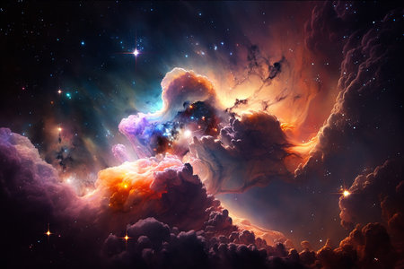 - Colorful nebula galaxy stars, clouds and universe 6の素材