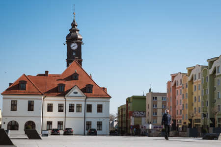 LUBIN, POLAND - MARCH 16, 2020. Empty city center due to coronavirus pandemic and action stay at home.のeditorial素材