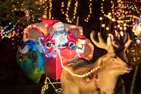 Christmas decoration on the garden and on the house.の写真素材