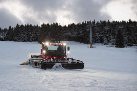 Ratrak; grooming machine; special snow vehicle in snowy mountainsの写真素材