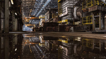 Interior of metallurgy hall in a copper smelterの写真素材