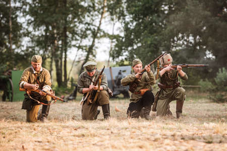 LUBIN, POLAND - AUGUST 8, 2020:, A staging of the Battle of Warsaw from 1920, in which the Polish...