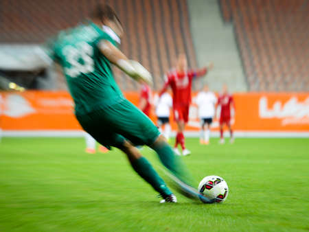 Goalkeeper kicking the ball.の写真素材