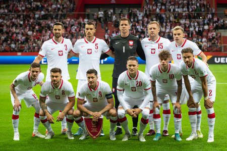 WARSZAWA, POLAND - JUNE 14, 2022: UEFA Nations League division A group 4 match Poland vs Belgium 0: 1. Team of Poland.のeditorial素材