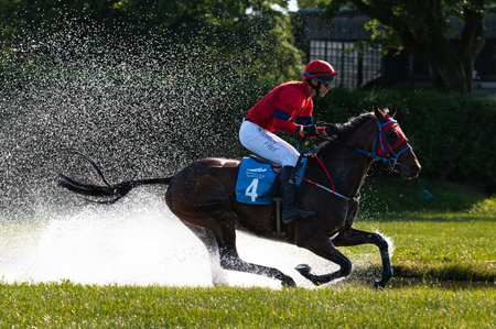 WROCLAW, POLAND - JUNE 4; 2023: Racecourse WTWK Partynice. International race with obstacles for...