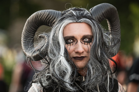 BOLKOW, POLAND - JULY 14, 2023: An unidentified participants of the Castle Party on the street in town. Castle Party is a dark independent festival.のeditorial素材