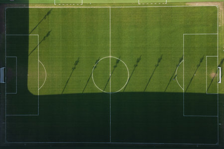 Drone aerial view at the football pitch