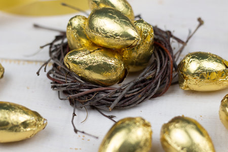 Easter background, Easter 2021. Easter eggs. Happy Easter card.の写真素材