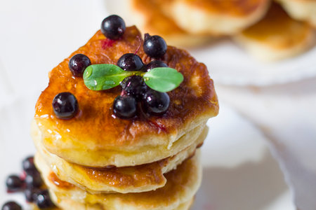 Pancakes. Stack of pancakes topped with roses jam butter. Breakfast.Pancakes. Stack of pancakes topped with roses jam butter. Breakfast. Pancakes. Pancakes. Pancakes.の写真素材