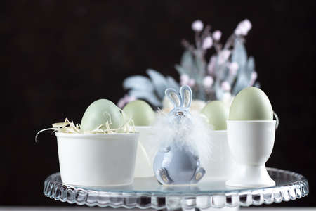 Easter background. Happy easter eggs on nest. Easter eggs. happy easter card. Easter. Banner. copy...