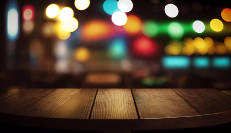 bokeh. wooden tabletop. Showcasing your product. created by AIの素材