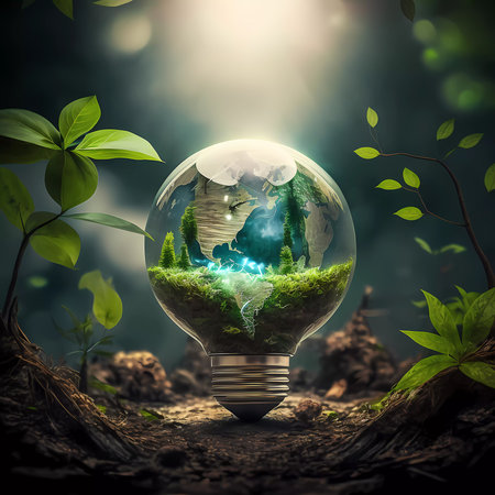 Environment. save nature. bulb. Environment in a light bulb. created by AIの素材