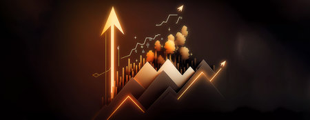 economic growth chart. A sharp increase. Banner. created by AIの素材