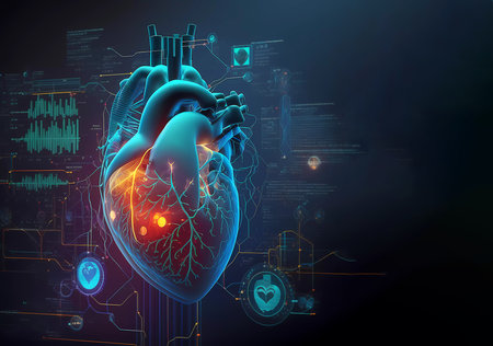 human heart. new technologies. Banner. created by AIの素材