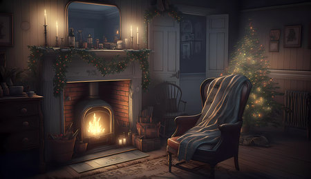 interior christmas. magic glowing. Generated AIの素材