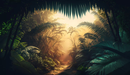 Jungle. A tropical forest. Generated AIの素材