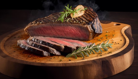 Juicy and flavorful beef steak. AI generatedの素材
