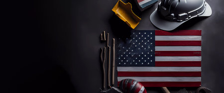 Labor Day in the USA. american flag. Banner. created by AIの素材