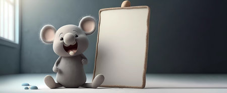 Cute plush mouse. emotions of happiness. with empty space. AI generatedの素材