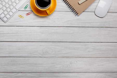 modern office workspace - professional desktop from aboveの写真素材