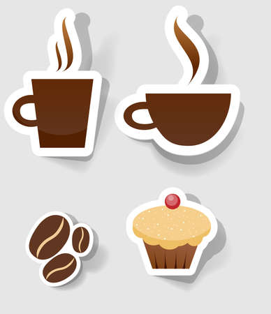 a set of stickers to advertise coffeeのイラスト素材