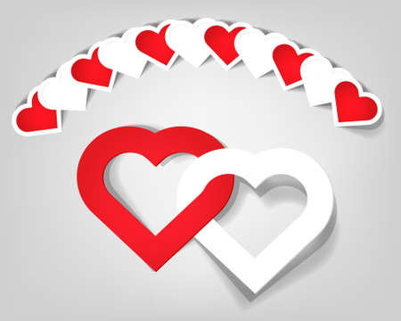 a set of stickers in the shape of interlocking heartsのイラスト素材