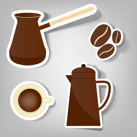 a set of stickers to advertise coffeeのイラスト素材