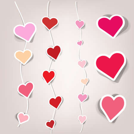 sets of stickers in the form of heartsのイラスト素材