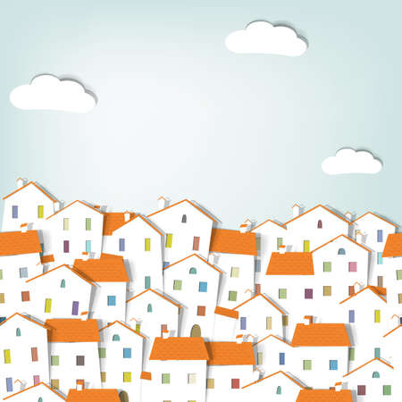 panorama town. seamless vector patternのイラスト素材