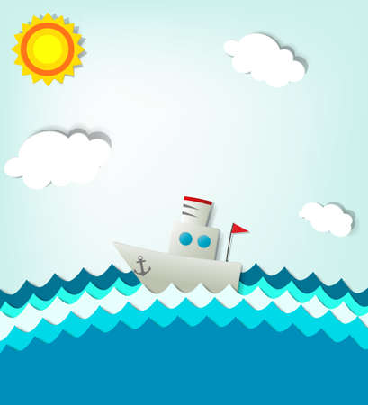 ship at seaのイラスト素材