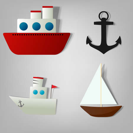vector icon set ships for decoration book travelのイラスト素材