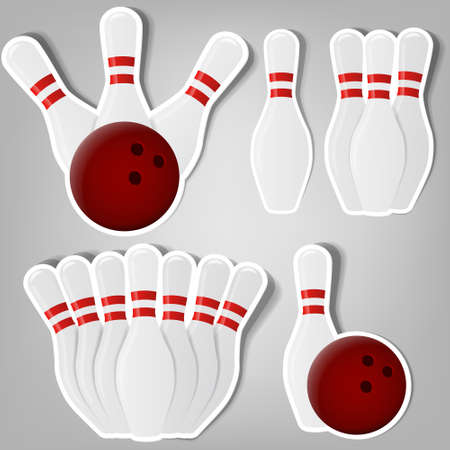 set of design elements for advertising bowling clubのイラスト素材