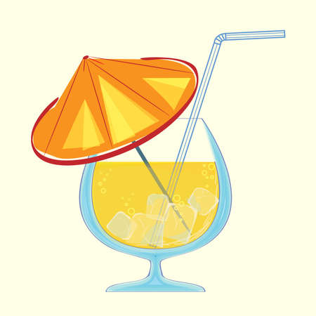 cocktail decorated with an umbrella and strawのイラスト素材