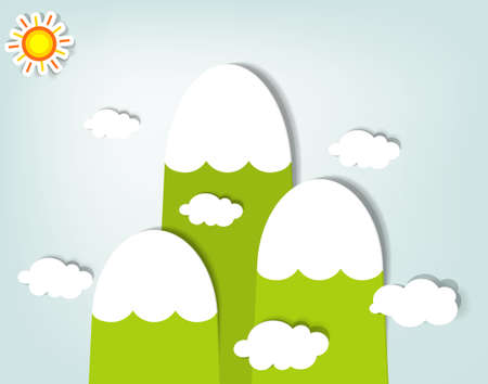 vector stylized mountain landscapeのイラスト素材