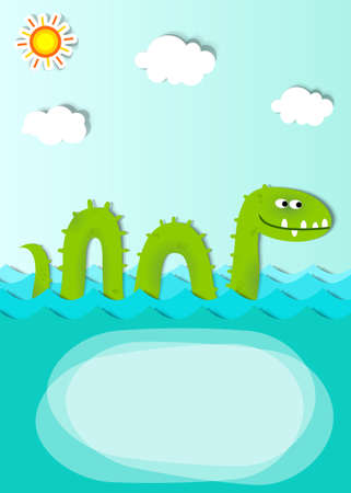 creative poster with sea monsterのイラスト素材